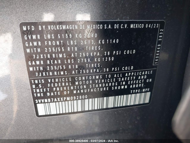 3VVNB7AXXPM092800 Volkswagen Tiguan 2.0t Se