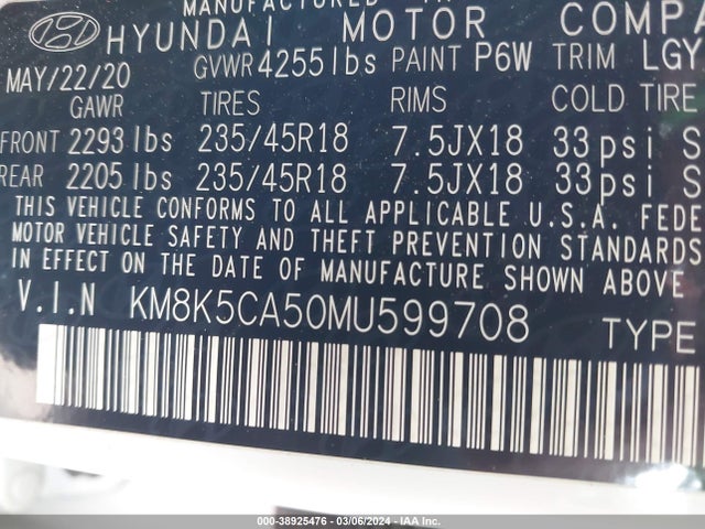 Hyundai Kona Ultimate 2021 KM8K5CA50MU599708 Image 9