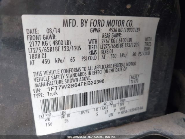 1FT7W2B64FEB22396 Ford F-250 Xlt