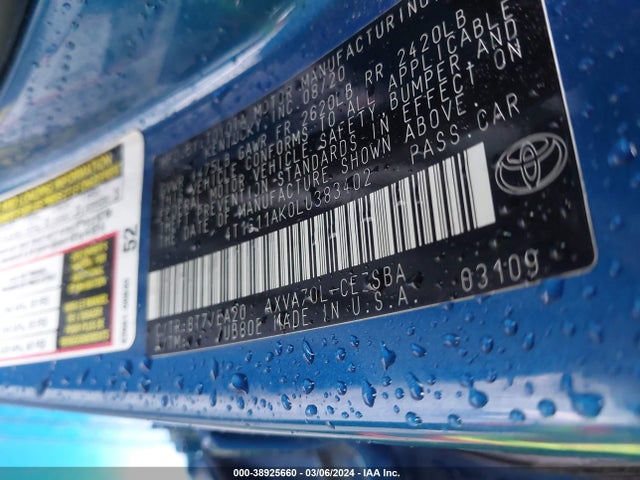 Toyota CAMRY SE 2020 4T1G11AK0LU383402 Image 9