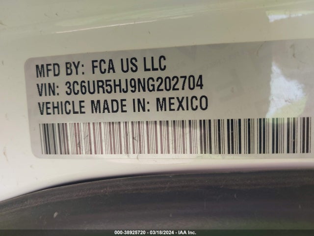 RAM 2500 Tradesman  4x4 8' Box 2022 3C6UR5HJ9NG202704 Image 9
