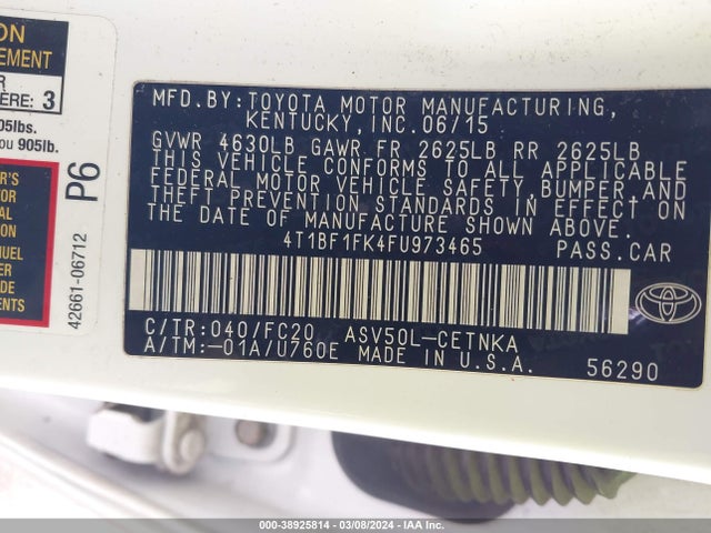 Toyota CAMRY LE 2015 4T1BF1FK4FU973465 Image 9