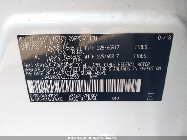 Toyota RAV4 LE 2018 JTMZFREVXJJ735501 Image 9