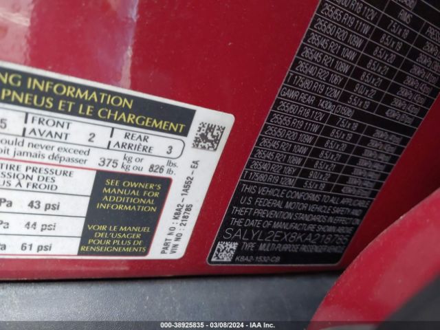 SALYL2EX8KA218785 Land Rover Range Rover Velar P250 R-dynamic Se