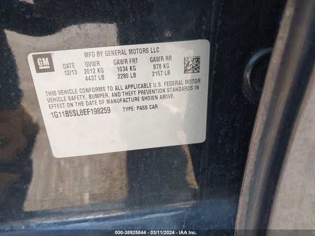 Chevrolet Malibu 1ls 2014 1G11B5SL8EF198259 Image 9
