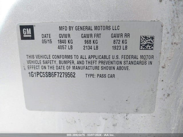 Chevrolet Cruze 1lt Auto 2015 1G1PC5SB6F7279562 Image 9