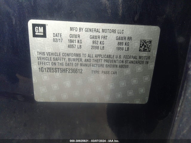 Chevrolet MALIBU 1LT 2017 1G1ZE5ST5HF236612 Image 9