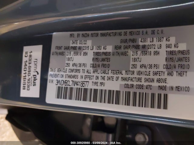 3MVDMBCL7NM418677 Mazda Cx-30 Carbon Edition