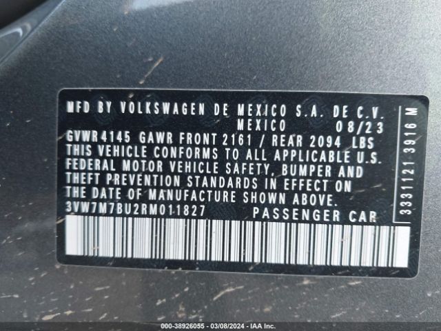 3VW7M7BU2RM011827 Volkswagen Jetta 1.5t Se
