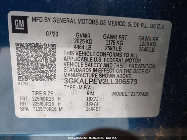 3GKALPEV2LL306573 GMC Terrain Fwd Slt