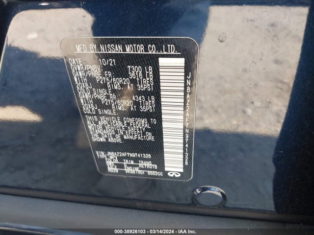 JN8AZ2AF7N9741326 Infiniti QX80 LUXE