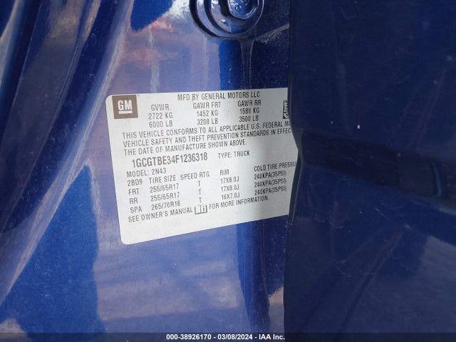 Chevrolet Colorado Lt 2015 1GCGTBE34F1236318 Image 9