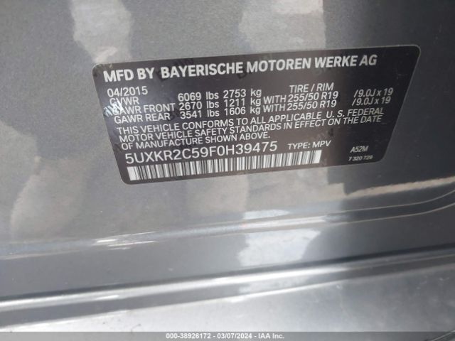 5UXKR2C59F0H39475 BMW X5 Sdrive35i