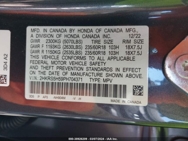 2023 HONDA CR-V 2HKRS5H59PH704371 Photo 8