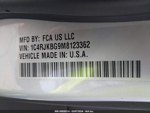 1C4RJKBG9M8123362 Jeep Grand Cherokee L Limited 4x4