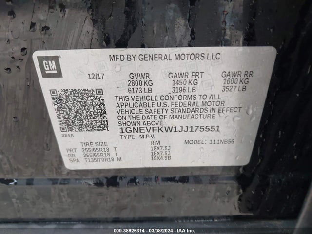 Chevrolet Traverse Ls 2018 1GNEVFKW1JJ175551 Image 9