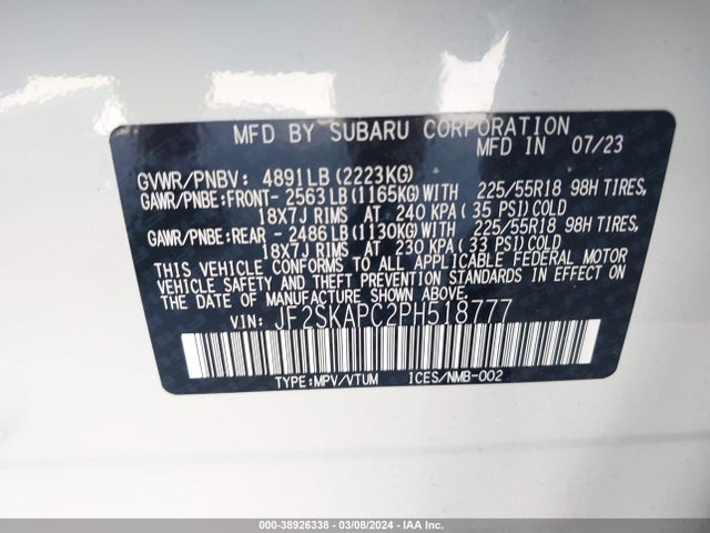 Subaru Forester Limited 2023 JF2SKAPC2PH518777 Image 9