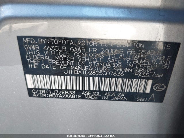 JTHBA1D28G5007636 Lexus IS 200T
