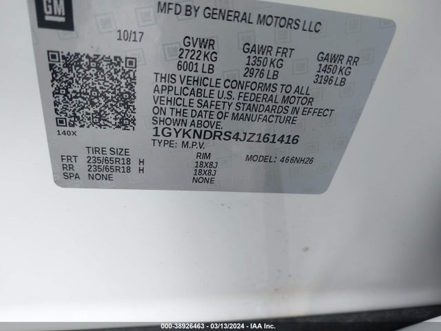 Cadillac XT5 LUXURY 2018 1GYKNDRS4JZ161416 Image 9
