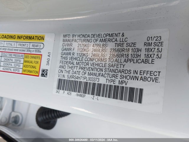 Honda Cr-v Ex-l Awd 2023 5J6RS4H71PL003373 Image 9