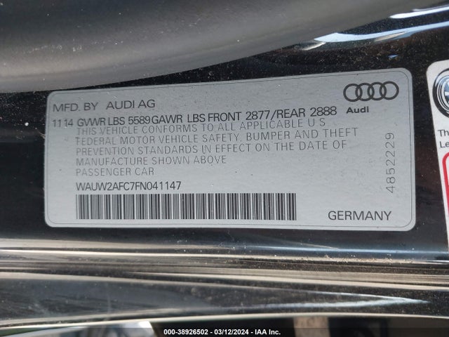 Audi S7 4.0t 2015 WAUW2AFC7FN041147 Image 9