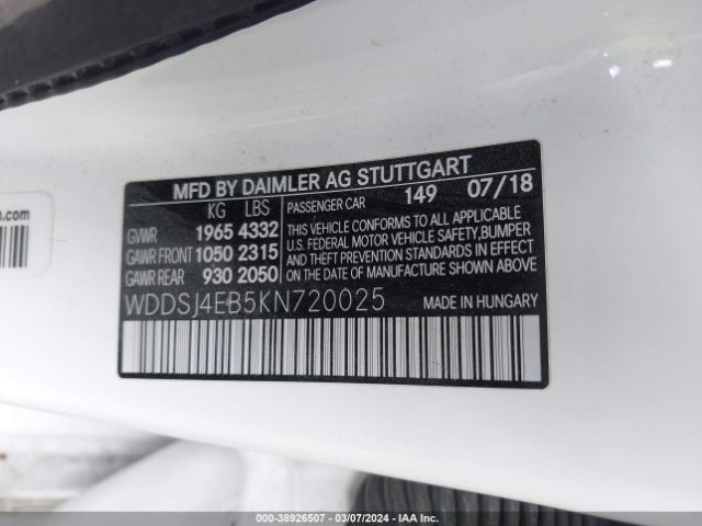 WDDSJ4EB5KN720025 Mercedes-Benz CLA 250