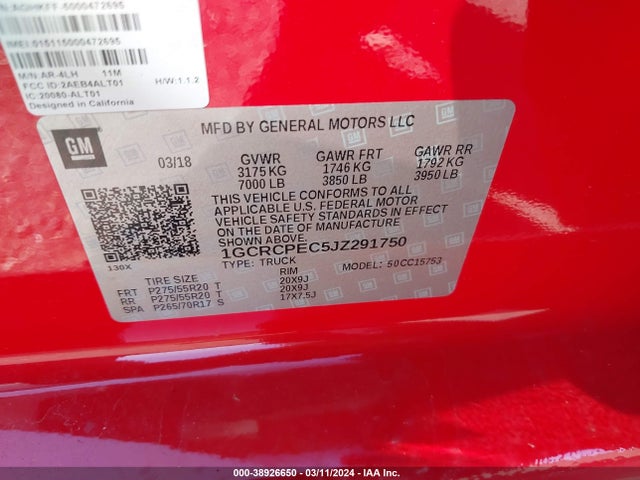 Chevrolet Silverado 1500 Custom 2018 1GCRCPEC5JZ291750 Image 9