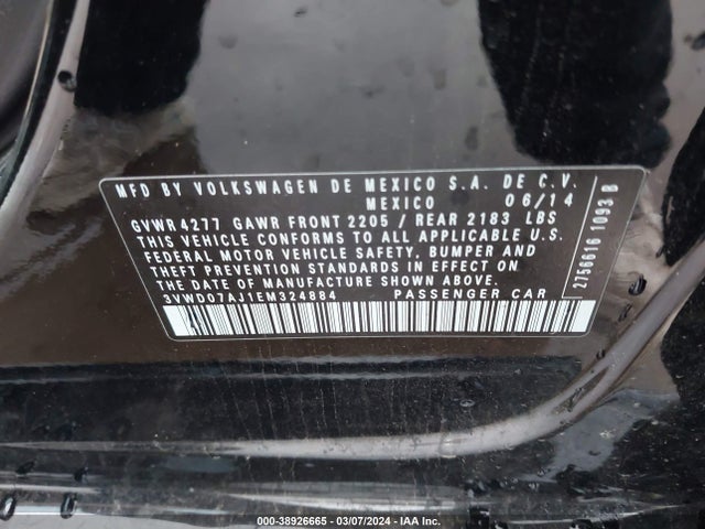 3VWD07AJ1EM324884 Volkswagen Jetta 1.8t Se