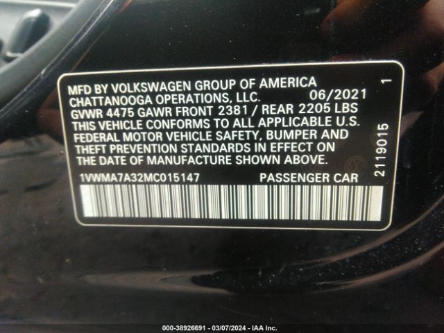 1VWMA7A32MC015147 Volkswagen Passat 2.0t R-line