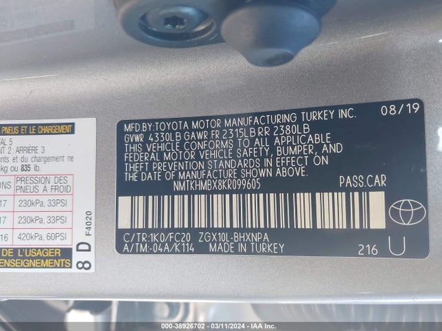 Toyota C-HR LE 2019 NMTKHMBX8KR099605 Image 9
