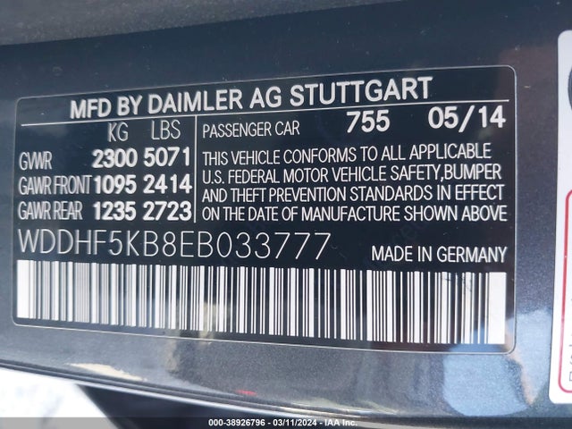 Mercedes-Benz E 350 2014 WDDHF5KB8EB033777 Image 9