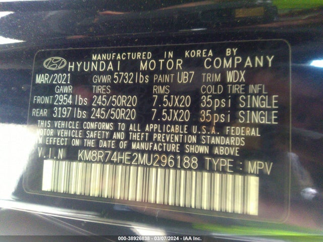 Hyundai Palisade Calligraphy 2021 KM8R74HE2MU296188 Image 9
