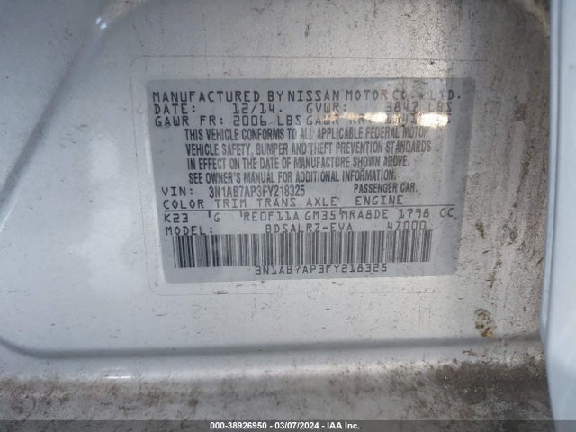 Nissan SENTRA SR 2015 3N1AB7AP3FY218325 Image 9