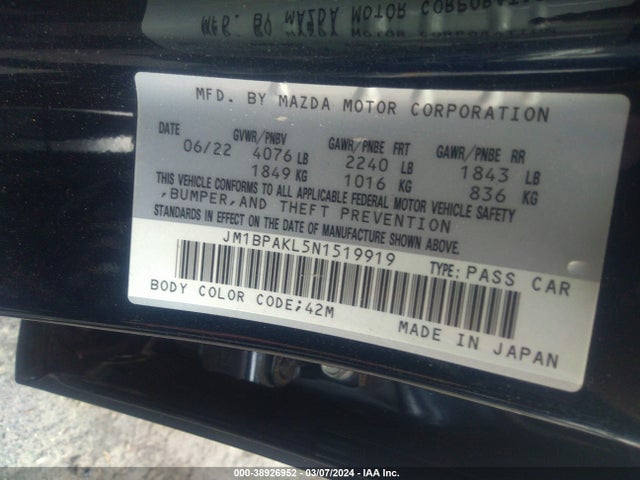 Mazda Mazda3 Select 2022 JM1BPAKL5N1519919 Image 9