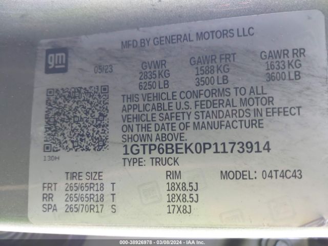 1GTP6BEK0P1173914 GMC Canyon 4wd  Short Box Elevation