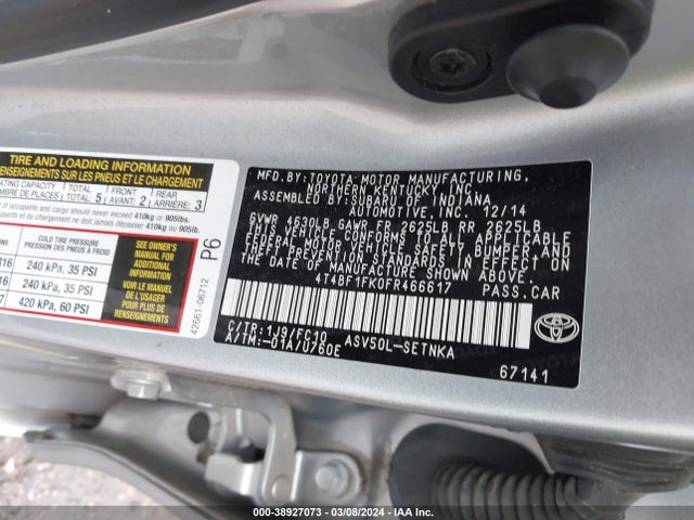 Toyota CAMRY LE 2015 4T4BF1FK0FR466617 Image 9