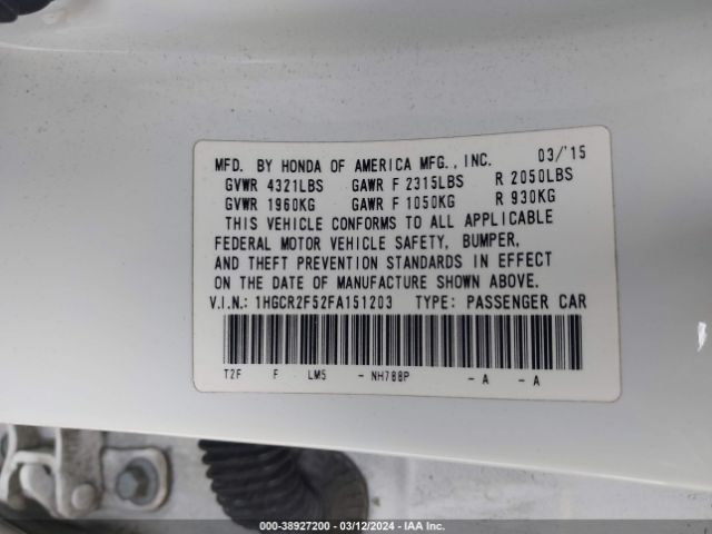 1HGCR2F52FA151203 Honda Accord Sport