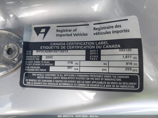 2005 PORSCHE BOXSTER WP0CA29815S710213 Photo 8