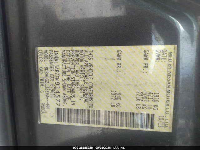 Nissan Altima 2.5 S 2015 1N4AL3AP7FN914577 Image 9