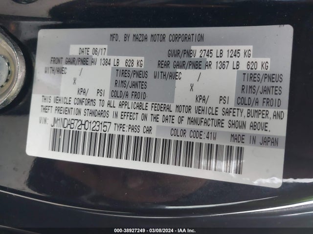 Mazda Mx-5 Miata Sport 2017 JM1NDAB72H0123157 Image 9