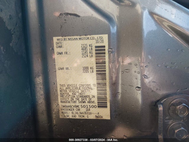 Nissan Maxima Sv Xtronic Cvt 2021 1N4AA6CV6MC501500 Image 9
