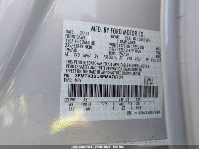 3FMTK3SU8PMA70731 Ford Mustang Mach-e Premium
