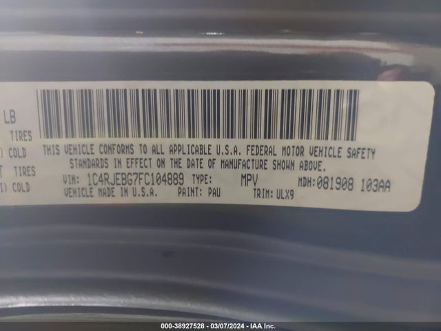 Jeep Grand Cherokee Limited 2015 1C4RJEBG7FC104889 Image 9