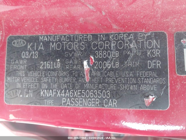 KIA FORTE LX 2014 KNAFX4A6XE5063503 Image 9