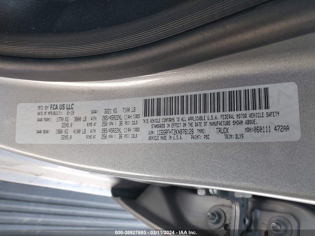 RAM 1500 Limited  4x4 5'7 Box 2019 1C6SRFHT2KN876128 Image 9