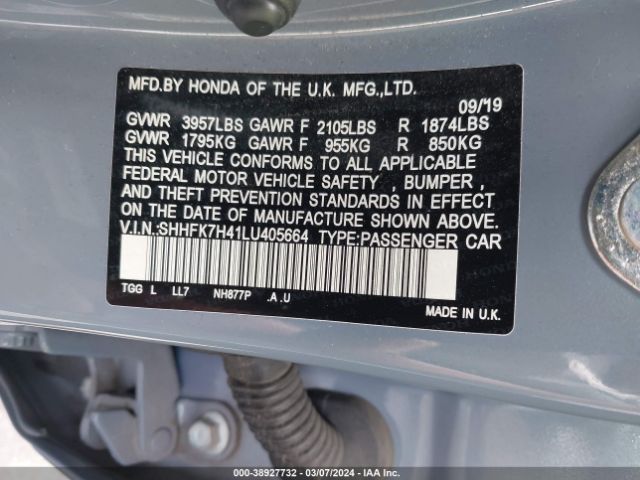 SHHFK7H41LU405664 Honda Civic Sport