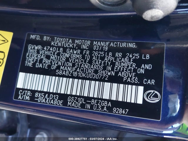 Lexus ES 350 2019 58ABZ1B10KU030772 Image 9