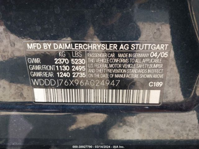 2006 MERCEDES-BENZ CLS 55 AMG WDDDJ76X96A024947 Photo 8