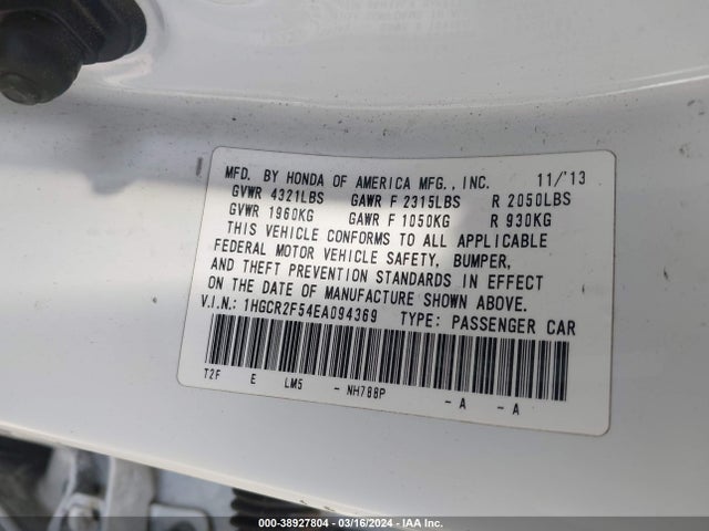 Honda Accord Sport 2014 1HGCR2F54EA094369 Image 9