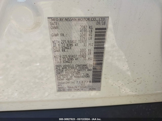 Nissan ROGUE S 2019 5N1AT2MT5KC714778 Image 9